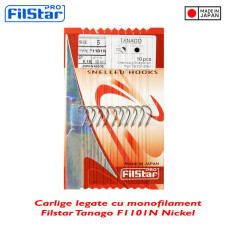 Filstar kampók monofil szál kötéssel 50cm, F1101N, Tanago modell, nikkel (10db/zsák)