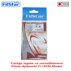 Filstar kampók monofil szál kötéssel 50cm, F1107N, Ajidosuki modell, nikkel (10db/zsák)