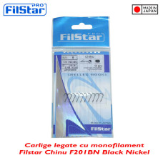 Filstar kampók monofil szál kötéssel 50cm, F201BN, Chinu modell, fekete nikkel (10db/zsák)